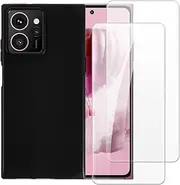 2 Pack Tempered Glass + TPU Phone Case Combo Compatible with HMD Skyline 5G, Shockproof Protective Cover and Screen Protector Set (Black)