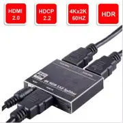 HDMI 2.0 Splitter 1 In 2 Out HDCP 2.2 4K@60Hz UHD 3D Ultra HD For Foxtel 4K*2K
