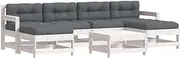 vidaXL 7-Piece Garden Lounge Set - Solid Pinewood and Cushions - Flexible Modular Design - White