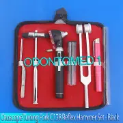 LED FIBER OPTIC Otoscope Tuning Fork C128 Reflex Hammer Diagnostic ENT SET BLACK