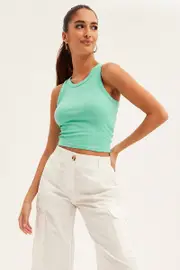 Green Racer Back Tank - Size S, Women's Tank