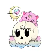 Sublimation Print Kitty Cat Skull Ready to Press Heat Transfer