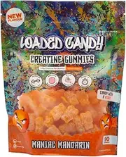 Loaded Candy Maniac Mandarin Creatine Gummies, For Men & Women, Made In USA, HPLC Creatine Monohydrate, Low Calories & Glucose-Enhanced Absorption, Build Muscle & Strength, Improve Cognition, Gluten Free, Vegan, Halal, Kosher (1-Month Supply)
