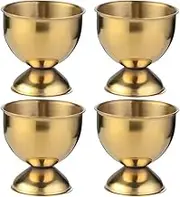 Jindizi Egg Cups, 4PCS Stainless Steel Egg Cups Set, Egg Tray for Hard & Soft Boiled Eggs, Kitchen Holder Tools for Eggs Golden
