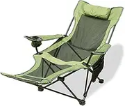 Outdoor Folding Deck Chair Portable backrest Fishing Chair Camping Folding Chair Leisure Stool Siesta Bed Chair Beach Chair (Color : Green, Size : B)