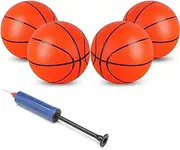 GmeDhc 16CM Basketball, Mini Basketball Bouncy Inflatable Ball, Replacement Rubber Basket Ball Sports Toys, Kids Basketball with Inflator, for Mini Basketball Hoop Outdoor and Indoor(4PCS)