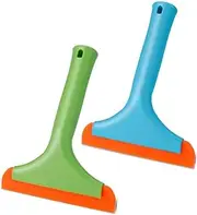 Soft Silicone Glass Squeegee,2 Pcs Shower Squeegees Auto Water Blade Water Wiper Windshield Squeegee for Shower Glass Doors Windows Mirrors Car Window Cleaner Glass,Blue Green
