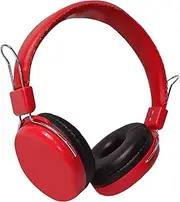 Vakoss Headphones with Microphone and Pull-Out Cable red