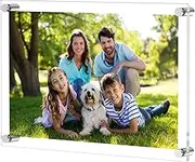 12x16 and 11x17 Clear Acrylic Wall Mount Picture Frames A3 Size Floating Frameless Photo Frame for Certificate Poster Display-Double Panel(Full Frame is 14x18 inch)