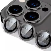 2Pack Metal Ring Camera Lens Glass Protector For iPhone 16 Series-Black