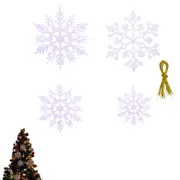 36pcs Plastic Snowflake Hanging Ornaments for Christmas Tree Party Home Decorations-Rose gold