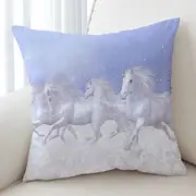 Beautiful Running White Horses the Snow Horses Cushion Cover