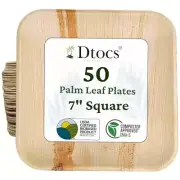 Palm Leaf Plates 7" Square (50)| Bamboo Plates Disposable Like Compostable