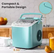 Portable Ice Maker Machine Green - 9 Bullet Ice Cubes in 6 Mins, 26Lbs/24H