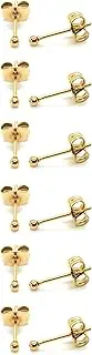[Showself] 14K Gold Filled Polished Small Ball Stud Earrings Set for Women Girls 20G Hypoallergenic Earrings for Sensitive Ear, Pack of 6 Pairs