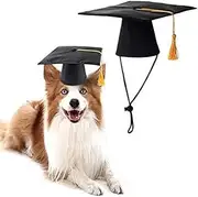 Pet Hat Ties Dog Hats Cap Apparel Puppy Animal Puppies The Hat Pet Clothes Pet Graduation Hat Chinchilla Graduation Hat Pet Graduation Costume Pet Cosplay Costume Hamster Hat Felt (Black, S)