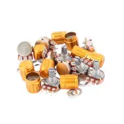 10 Pcs WH148-B200K 200K Ohm Rotary Linear Taper Potentiometers w Golden Knob