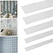 Copgge 16.4FT Silver Metal Strip Peel and Stick Mirror Border Trim Stainless Self Adhesive Mirror Edge Trim Metallic Mirror Like Finish for Wall Decor Bathroom Mirror Frame Border Tape (0.59in Wide)