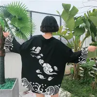 在飛比找Yahoo!奇摩拍賣優惠-Z日式黑色浮雲和服開衫男女和服外套