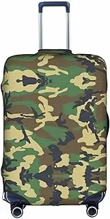 [pvinnk] Green Military Camo Print Protective Luggage Cover Elastic Washable Suitcase Travel Gear Protector, White, Small