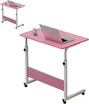 Bedside Laptop Desk C Table Liftable Mobile Desk for Home Sofa (Pink)