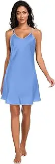 [FRODOTGV] Night Gown for Women spaghettis Strap Full Slip Sleep Dress Corn Flower Blue Sleeveless Sleepdress for Women S