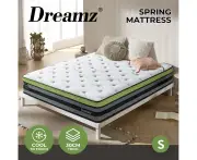 Dreamz Double Cooling Mattress Pocket Spring Euro Top 7 Zone 30cm All Size