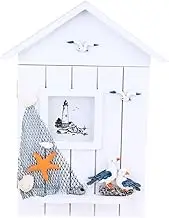 TEMPNAP 1Pc House Shape Wooden Keys Holder Wall Mounted Key Box Storage for Entryway Mediterranean Style Decor with Birds Organize Your Keys Style