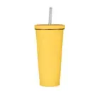 NNEDSZ 750ml Yellow Straw Cup - 304 Stainless Steel Reusable BPA-Free Water Bott