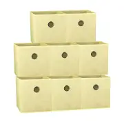 SORTI 27x28x27 CM Beige 8-Pack Foldable Storage Cubes - Fabric Bookcase Organizers for Toys and More