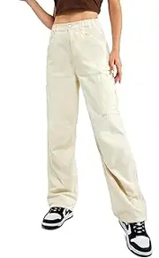 [Znyeth] Cargo Pants Women Cotton Wide Leg Casual Hiking Military Army Combat Work Pants with 8 Pockets