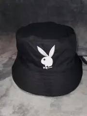 PLAYBOY BLACK TUX BUCKET HAT MENS OSFM BLACK WHITE REVERSIBLE NEW PLYB