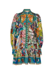 Alemais Evergreen Printed Cotton Mini Dress - Multicoloured - 8 (UK8 / S) 8 (UK8 / S)