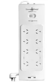 8 Way Power Board With USB/USB-C Charging Ports Power Surge Protection White