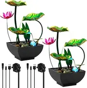 AwObEpl Water Fountain Decor,Indoor Waterfall Feature,Table Waterfall Fountain,Waterfall Fountain Decor,USB Powered Tabletop Fountain,Decorative Water Fall Fountain for Bedroom Home Office