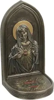 Veronese Design 8 1/4" The Immaculate Heart of Mary Resin Sculpture Bronze