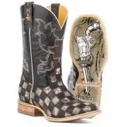 Men's Tin Haul Gunmetal Check Boots With Gunslinger Sole Handcrafted Brown
