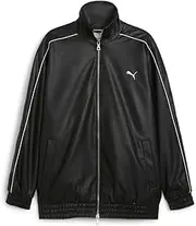 [PUMA] Mens T7 Oversized Pleather Athletic Outerwear Casual Full Zip - Black