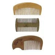 Set of 3 Chinese Brown Handmade Wood Simple Flat Top Combs ws2524