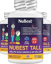 NuBest Tall Kids - Supports Kids' Height, Bone Growth & Immunity - Multivitamins & Minerals for Kids Ages 2 to 9 - Chewable Berry Tablets (Pack of 3 - NuBest Tall Kids 60)