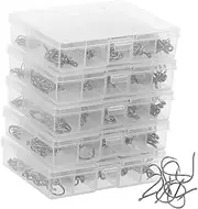 GOOHOCHY 5 Sets Carbon Steel Barbed Fishing Hooks with Eyelet Portable Tackle Kit Plastic Box for Bass Trout and Catfish Fishing Activities