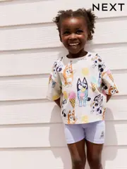 Ecru Bluey Short Sleeve T-Shirt and Cycle Shorts Set (3mths-7yrs) (AJ2608) | $31 - $39