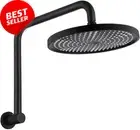 WELS Gooseneck Shower Arm 10" ABS Rain Shower Head Set Matt Black