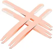 Baluue 4pcs Stainless Steel Eyebrow Tweezers for Women Professional Precision Lashing Tweezers with Comb Durable Beauty Tools for Eyebrow Shaping and Eyelash Extensions