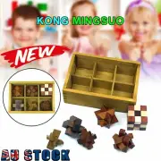 6PCS Puzzles 3D Brain Teaser iQ Logic Wooden Interlocking Toy Kids Game Fami#T