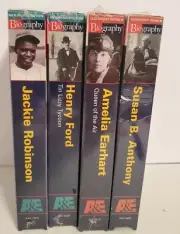 1999 New! A&E BIOGRAPHY Lot 4 VHS-H. Ford, Jackie Robinson, Susan B., Amelia E.