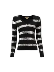 Black Sequin Striped Jumper
