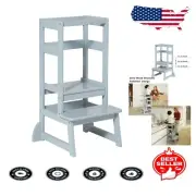 Interactive Adjustable Kids Step Stool for Kitchen Learning - Safety Guaranteed