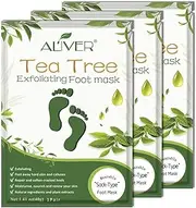 Foot Peel Mask 3 Pack Exfoliator Peel Off Calluses Dead Skin Callus Remover，Soft Smooth Touch Feet-Men Women (Tea Tree)