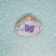 *SALE* Shell Purple Butterfly One of a Kind Decoupage Gold trim by MP Beautiful